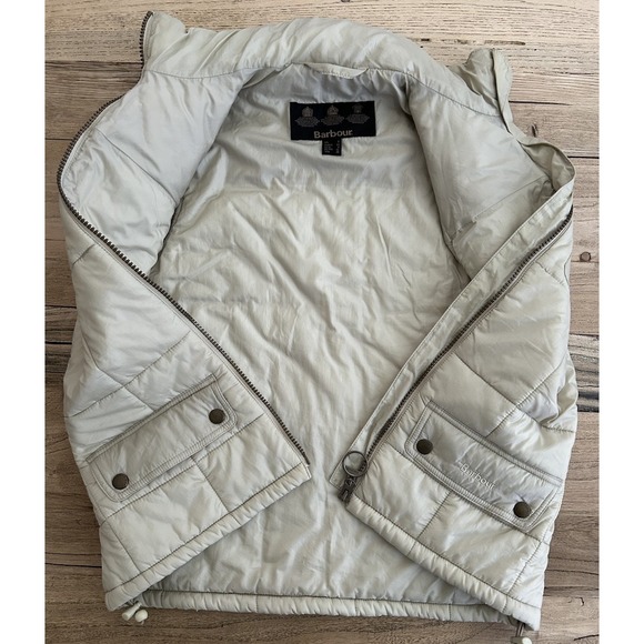 Barbour Quilted Puffer Gillet Vest Beige Sz 4 Eur 34 Ranch Classic - Picture 8 of 8
